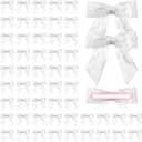 60 Pcs Satin Ribbon Bows 3 x 3 Inches Self Adhesive Satin Bows for Gift Wrapping Premade Ribbon Bows with Double Sided Tape for Crafts Birthday Christmas Party Gift Wrap (White)