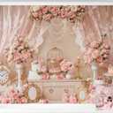 Kate Elegant Pink Floral Lace Birdcage Backdrop Photo Background Studio Props,10x8ft