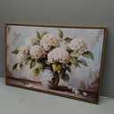 Framed Vintage Hydrangea Wall Art Rustic White Hydrangea Still Life Flower Canvas Painting Prints Farmhouse Flower Pictuer Vintage Country Wall Decor for Bathroom Living Room Bedroom 16x24 Inch