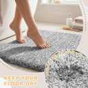 Yimobra Bathroom Rugs Non Slip Washable, Ultra Soft and Water Absorbent Bath Mats, Fluffy Shower Mat Outside, Plush Matts for Bathroom Floor/Sink, 24x17, Home Decor Accessories, Light Gray and White