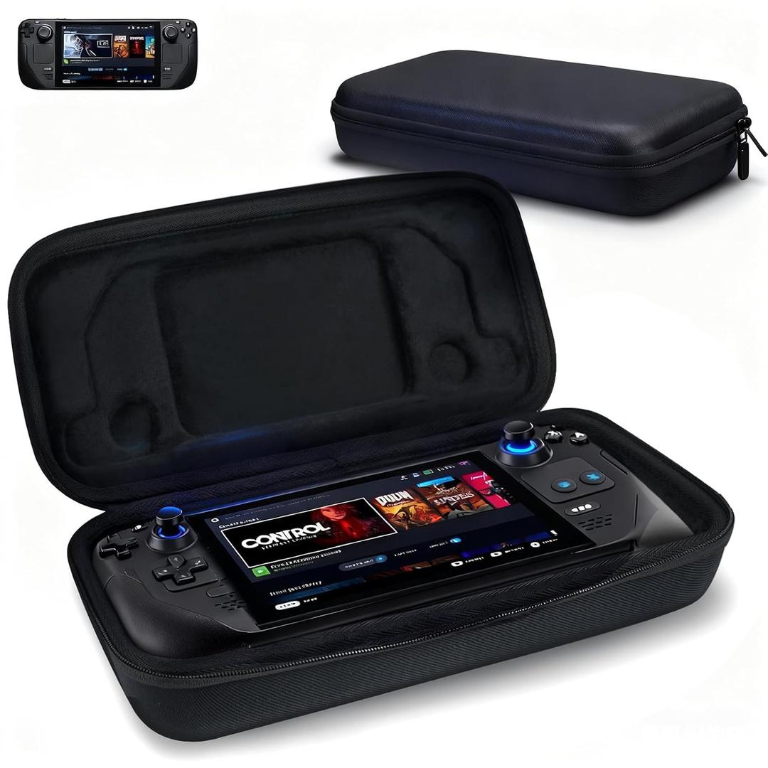 MeloSync Carrying Case Compatible with Steam Deck/Steam Deck OLED, Protective Hard Shell Travel Case for Steam Deck Console & Accessories (Black), L