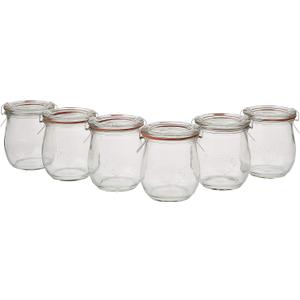 Mini Tulip Jelly Jar with Glass Lids 6 Rings and 12 Clamps, 6 Count (Pack of 1)