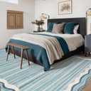 Lahome Estelle Scalloped 8x10 Area Rugs for Living Room, Washable Soft Blue Rug for Bedroom, Abstract Modern Non Slip Low Pile Indoor Carpet for Dining Room Home Office (Blue,8x10)