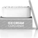 BALCI - Ice Cream Container - 2 Quart - Perfect Reusable Freezer Storage for Homemade Ice Cream Tubs for Sorbet, Frozen Yogurt and Gelato! - Flexible Silicone Lids, Long Scoop, Stackable - Grey