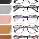 JOLISU 5 Pack Reading Glasses For Women, Blue Light Blocking Computer Reader Spring Hinge Eyeglasses (1.50)