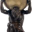 Lukitas Atlas Holding Up World Statue and Sculpture, Lifting The Earth Figurine Decor, Creative Ornament for Home Office Living Room, Brown, Resin 11.5''