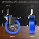 4 Inch Caster Wheels Heavy Duty Stem Caster 2000Lbs, Threaded Stem Casters 3/8"-16 x 1(Stem Diameter 3/8", Stem Length 1"), Swviel Locking Caster Set of 4, Industrial Castor Wheels for Cart, Furniture, Blu