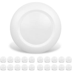 20 Packs 4 Inch LED Low Profile Recessed & Surface Mount Disk Light, Round, 10W, >600 Lumens, 4000k Cool White, CRI80, DOB Design, Dimmable, ETL Listed, White