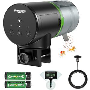 FREESEA Fish Feeder Automatic Dispenser: Aquarium Flakes Food Feeder with Timer Battery