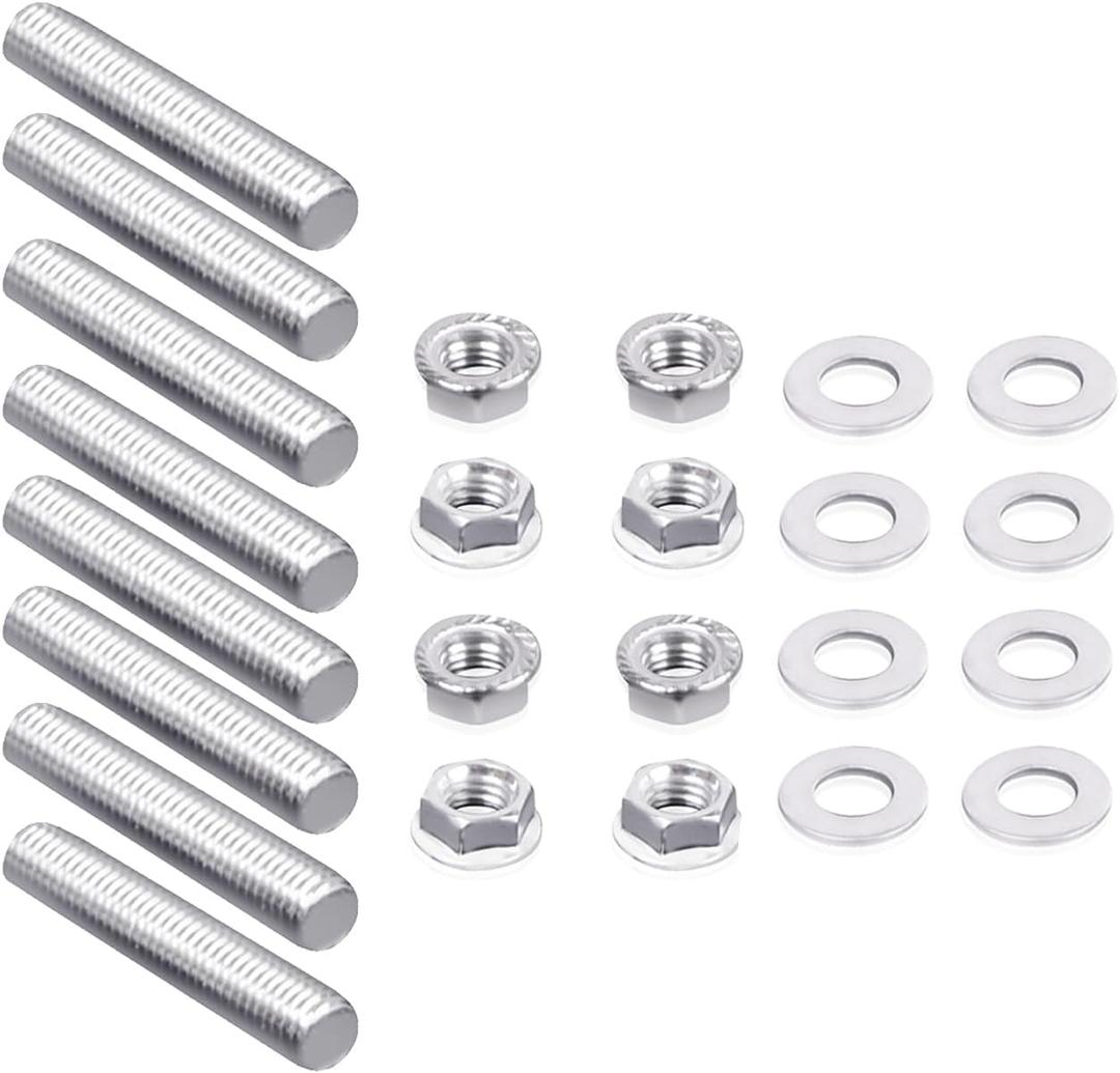 Stainless Stud Nuts Kits Fit for 1989-2019 Dodge Cummins 5.9L & 6.7L Turbo Diesel Exhaust Manifold(Studs Bolts 304SS 304 Stainless Steel Gaskets 5266422 68)
