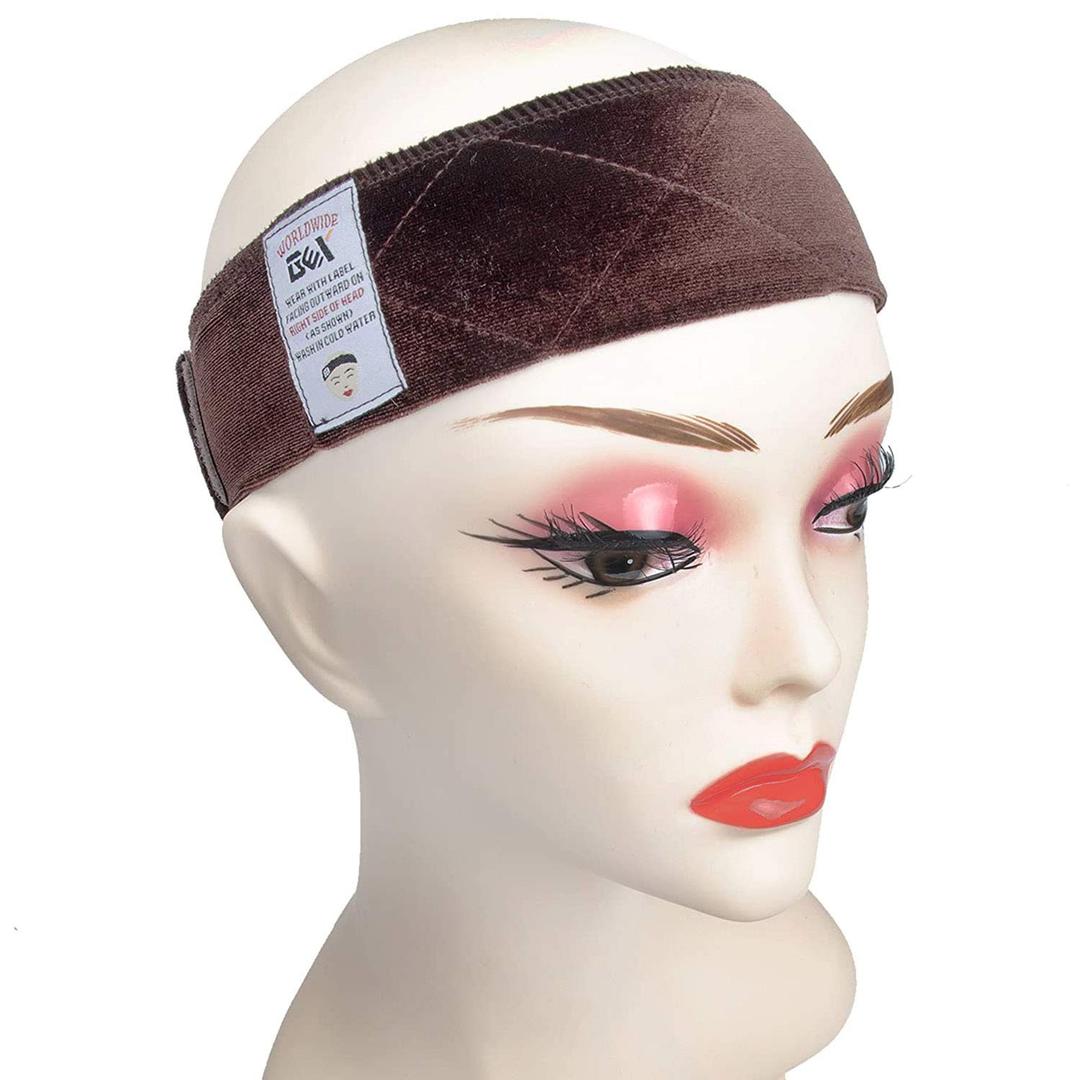 Beauty Flexible Velvet Wig Grip Scarf Head Hair Band Wig Band Adjustable Fastern (Brown)