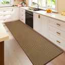 YDKGL 2x6 ft Kitchen Runner Rugs Mat Non Slip Woven Runners for Hallways Washable, Soft Long Entryway Laundry Hall Floor Runner Carpet for Indoor Backdoor Bedroom Living Room, Dark Brown/Coffee