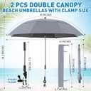 Nuanchu 2 Pack 49" Double Canopy Beach Umbrella with Clamp