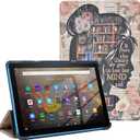 Case for Amazon Fire HD 8 & 8 Plus Tablet 12th/10th Generation 2024/2022/2020, Book Lovers Gifts Lightweight PU Leather Protective Cover with Auto Wake/Sleep, Girl Love Books