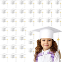 Berlune 36 Pcs Child Size 2026 Preschool Grad Caps Bulk Kindergarten Graduation Cap Grad Hats with Metal 2026 Tassel for Preschool (White)
