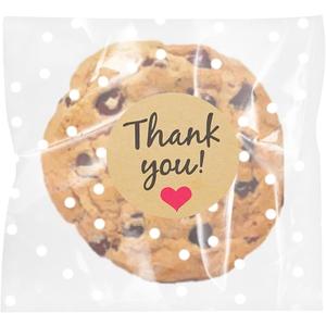 SUREHOME Cookie Bags with Seal 100 Pack 4x4 In Self Sealing Cellophane Bags with Thank You Stickers Self Adhesive Clear Treat Bag for Cookie Packaging Small Gift Candy Gift Giving Individual Wrappers