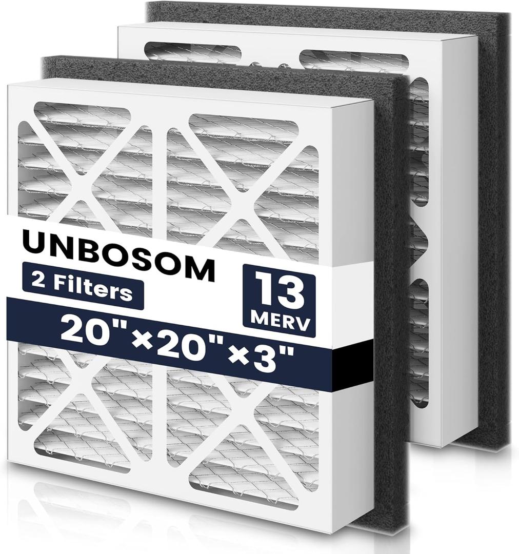 2 Pack 20x20x3 furnace filter MERV-13 Pleated Air Filter Replacement Compatible with Zephyr VGF Series 20x20x3 Whole Home Return Air Grille Filter, White