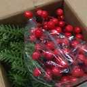 18Inches 16pcs Christmas Norfolk Pine Stems with Berry Set,Artificial Norfolk Branch 8pack, Faux Berry Stem 8pack,Fake stem Greenery Pine Picks for Indoor Home Vase DIY Outdoor Wreath Decoration