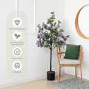 Thiccywoov 2 Pack 4ft Artificial Purple Lilac Flower Tree Realistic Blooming Flower Plant Fake Potted Artificial Tree for Home Garden Lawn Porch Patio Indoor Outdoor Decor