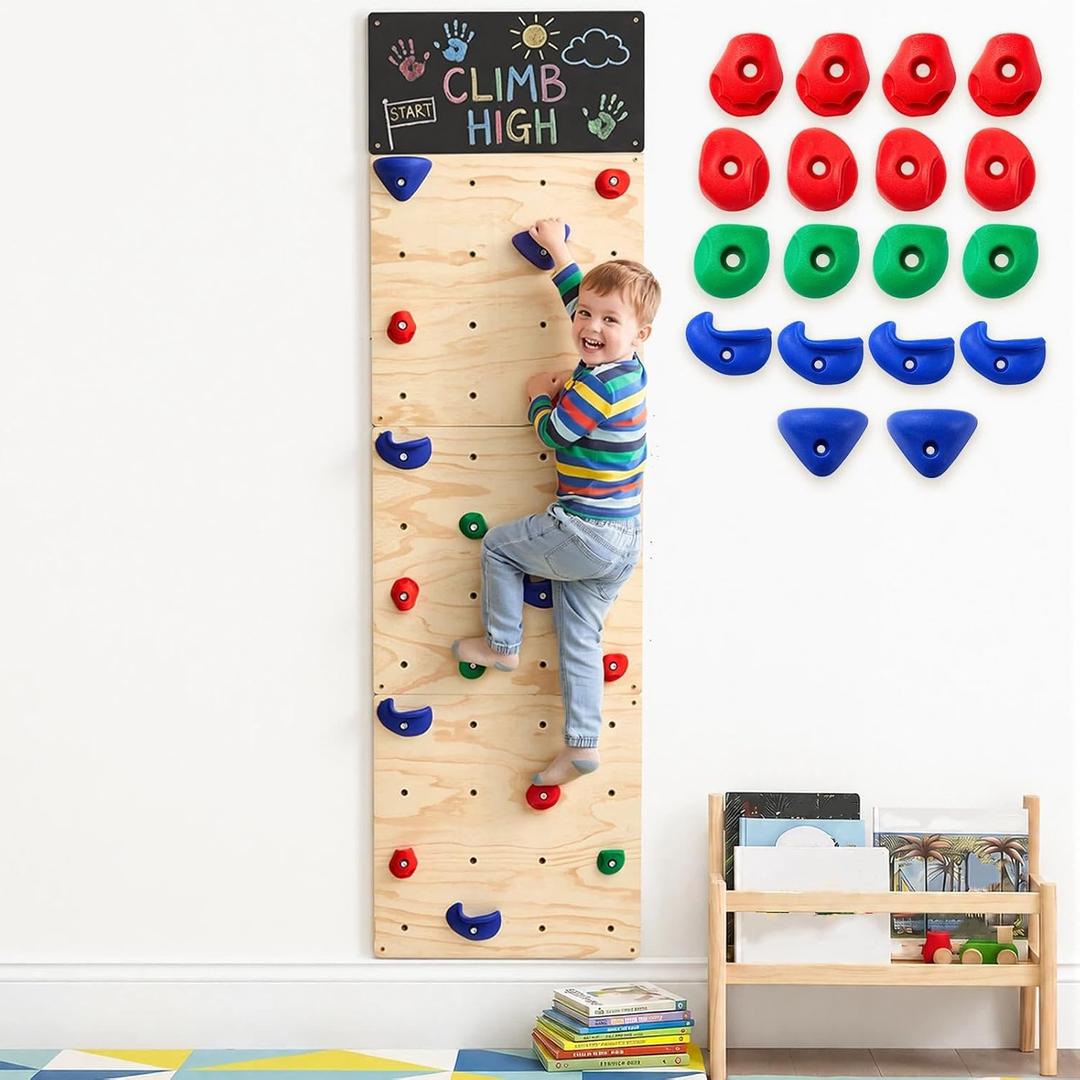 Rock Climbing Wall for Kids, 82.5 x 23.6 Inch with Blackboard