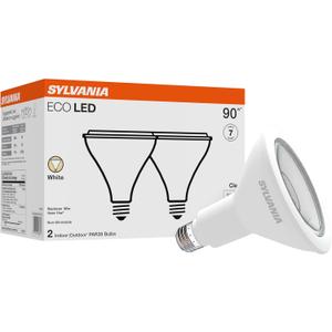 Sylvania ECO LED PAR38 Light Bulb, 90W = 14W, 7 Year, Non-Dimmable, 1000 Lumens, Clear, 3000K, White  2 Pack (40881)