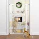 51" Extra Tall Cat Gate 28.5"-35" Wide, Auto Close, Pressure Mounted, for Cats & Small Dogs, Hallway, Stairs, Kitchen,Pet Gate,White
