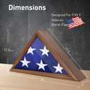 ASmileIndeep Flag Display Case - 5' x 9.5' Funeral & Military Flag Shadow Box with HD Tempered Glass and Wall Mount, Folded Triangle Flag Holder Frame for Veterans, Walnut