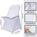 Babenest Spandex Folding Chair Covers - 50 PCS Upgraded Universal Stretch Washable Fitted Chair Slipcovers Protector for Wedding, Holidays, Banquet, Party, Celebration (White)