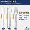 360 Count Extra Heavy Duty Plastic Silverware Set Heat Resistant & BPA Free Disposable Silverware Cutlery 150 Forks, 150 Spoons, 60 Knives Clear Premium Plastic Utensils for Parties & Events