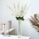 White Delphinium Artificial Flowers,8PCS Long Stem Silk Larkspur Flowers 33.5'' Faux Delphinium Stems for Tall Vase Home Wedding Table Decor(White)