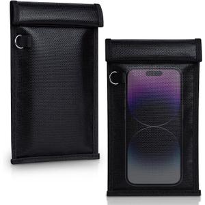 Simket Faraday Bags for Phones and Car Key 2 Pack, Signal Blocking Pouch, Cell Phone Signal Jammer, Car Key/WiFi/RFID/GPS Signal Blocker Black (m) (M(Up to Phone))