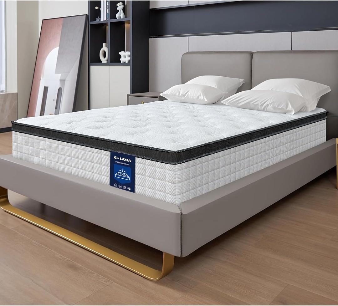 12 Inch White Twin Spring Mattress,Medium Firm with Gel Memory Foam,Individually Pocketed Coil,Fiberglass-Free Fire Retardant CertiPUR-US Certified,75"*39"*12"