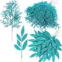 Winlyn 30 Pcs Christmas Teal Blue Glittered Artificial Leaf Sprays Cedar Picks Christmas Tree Ornaments Winter Floral Stems for Teal Blue Christmas Tree Wreath Centerpiece Holiday Wedding Decorations