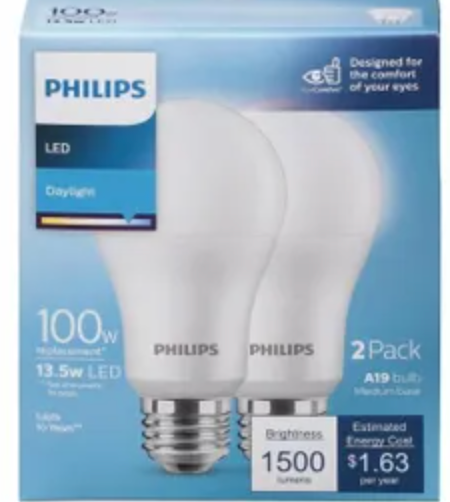 DI Phillips Led 100W A19 DL 2Pk