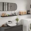 BAMEOS 47in Floating Shelves, Black Wall Mounted Wooden Shelves with Invisible Brackets Set of 2