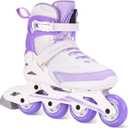 COSMOID Women's Adult Fitness Inline Skate, Outdoor Street Blades Roller Adult Female, Professional Fitness Roller Skates Blades, White and Purple, Size: Women6.5/Men6