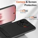 Compatible for TCL 60 SE 60SE 5G Phone Case with Glass Screen Protector, [3 Stand Ways] Metal Kickstand / Stand Silicone TPU Slim Fit Protective Cover Case for TCL 60 SE TCL 60SE 5G 2025 - Black