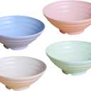 Incauca 74oz Unbreakable Cereal Bowls Set of 4, Wheat Straw Fiber Rice Bowls, Japanese Ramen Noodle Soup Bowl, Lightweight Salad Bowls for Serving Fruit Pasta Snack Dessert, Dishwasher Safe, 4 Colors