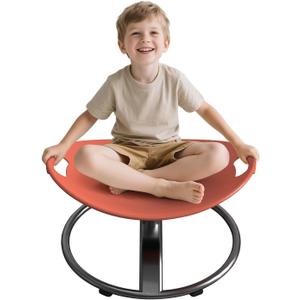Sensory Spinning Chair for Kids - Sensory Swivel Chair for Autistic Children with Safety Handle & Non-Slip Design for Autism Kids 5-7(Orange)