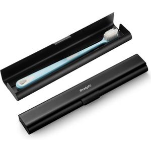 Aluminum Toothbrush Travel Case, Portable Travel Toothbrush Holder, Durable Manual Toothbrush Box Container for Traveling, Bathroom, Camping, Business Trip-Black (1 Pack)