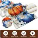 Artscope Pumpkins Eucalyptus Leaves Fall Table Runner,Autumn Seasonal Kitchen Dining Table Decoration for Fall Home Decor 13x48 Inch-Light-Colored Wood