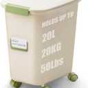 Rice Storage Dispenser 40-50 lbs, Large Food Storage Bin with Measuring Cup, Keep Fresh, Kitchen Storage for Dog Food Storage Container 25 lbs, Green (20L-A) 2 Pack