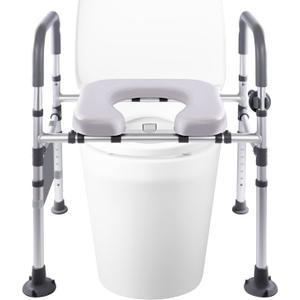 Adjustable Raised Toilet Seat with Handles - FSA HSA Eligible Toilet Riser for Seniors & Handicap, Fits Any Toilet, Supports 400lbs