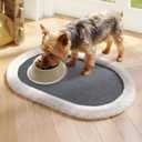 Pet Feeding Mat, Dog Food Mats Absorbent Pet Placemat for Food and Water Bowl with Non Slip Rubber Backing for Dog and Cat (12"x19", Gey)