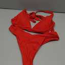 Sexy Bikini Sets for Women V Cut Cheeky Thong Bottom V Neck Adjustable Straps Swimsuit 2 Pieces Bathing Suit, Medium