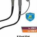 ZGear 6 Foot Flat Sync & Charge Cable For USB C To USB A