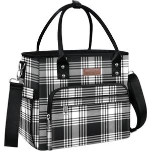MIYCOO Lunch Bag Lunch Box Women - Leakproof Insulated Lunch Cooler Bag for Women - Large Lunch Tote Bags Adults, Checkered Black and White (18L)