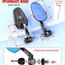 VAZESWIN Aluminum Alloy Rainproof Foldable Motorcycle Bar End Mirrors, CNC Machined Anti-Glare Blue Lenses Motorcycle Rear View Mirrors, Multi-Angle Adjustable Fit for 12-18mm Handlebar Inner Diameter