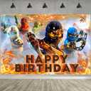 Birthday Party Decoration, Party Photo Background 5 x 3 FT and 18 Pcs Balloon,Ninja Merch Party Backdrop Supplies