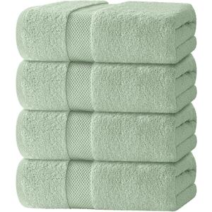White Classic Luxury Bath Towels Set of 4 Large - 700 GSM Cotton Ultra Soft Bath Towels 27x54 | Highly Absorbent and Quick Dry | Hotel Towels for Bathroom Luxury, Plush Sage Green